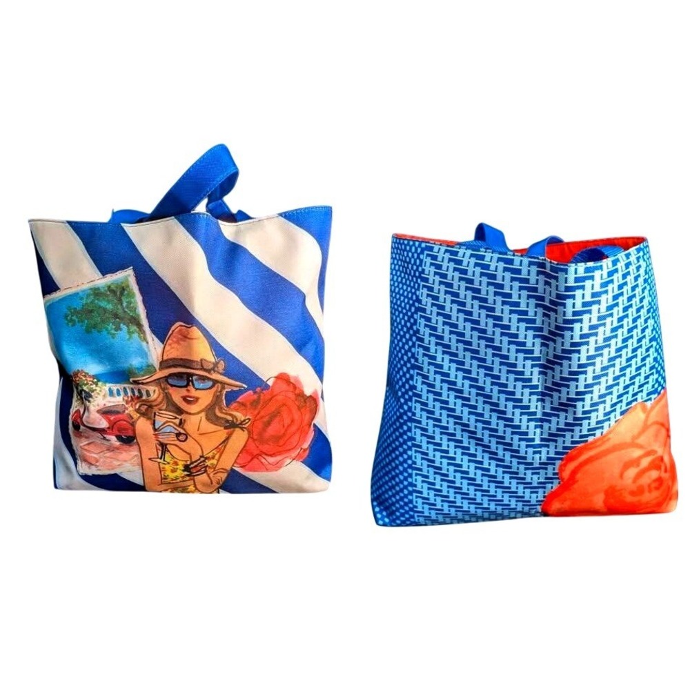 2 ~ Lancôme Paris Exclusive Gift Beach Tote Bags ~ NWOT -‎ Vacation Chic ~ Beach